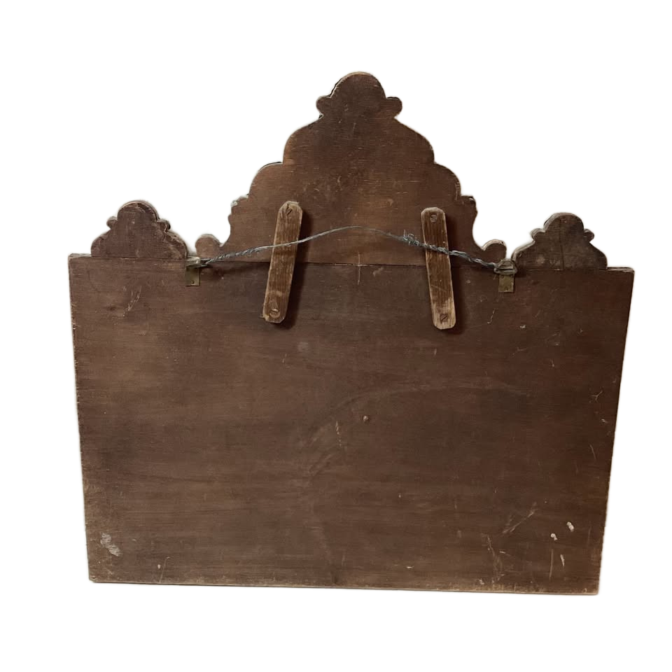 Antique Victorian Brass Relief Brush Hallway Mirror