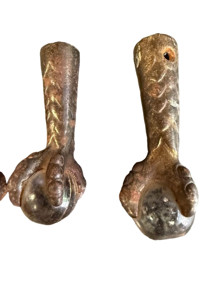 Antique Metal Claw and Glass Ball Feet