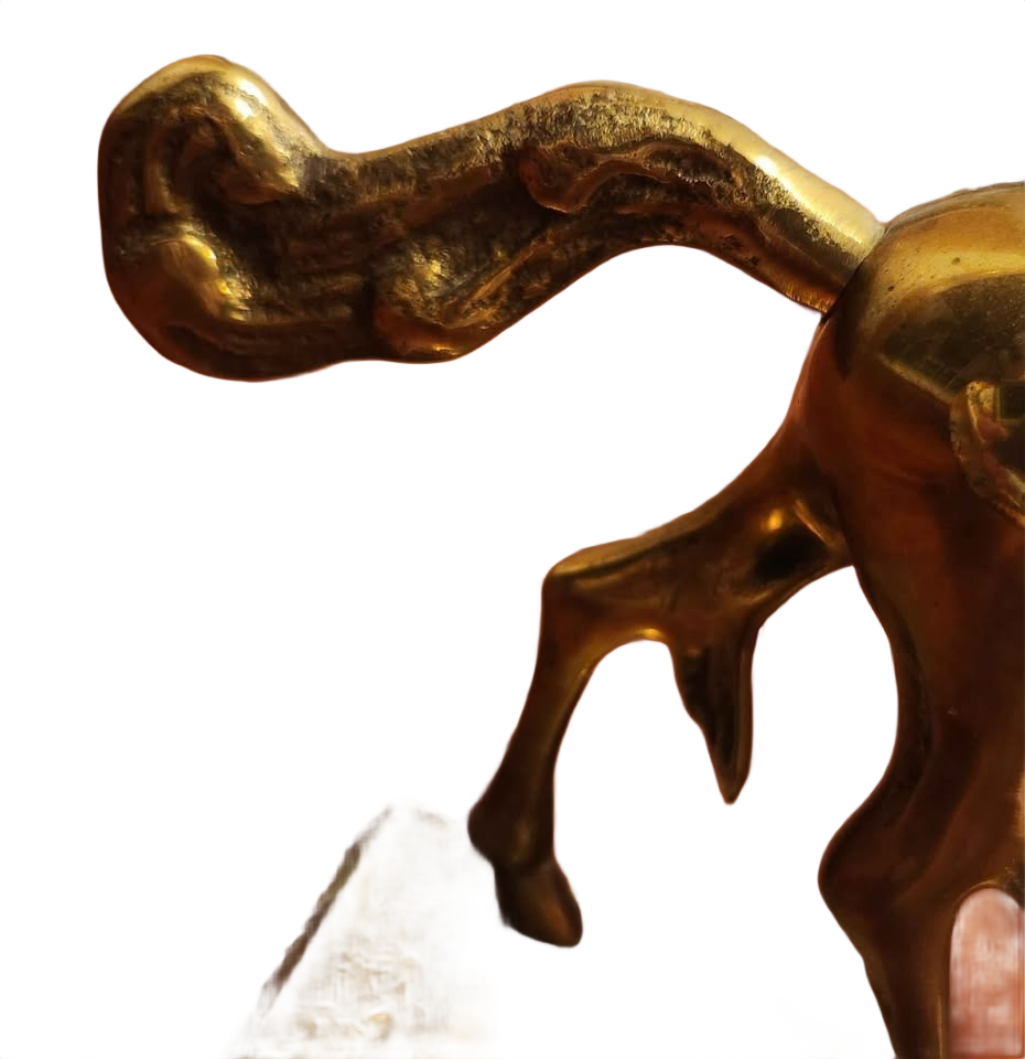 Solid brass unicorn on base. Made in Korea.