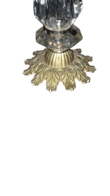 Antique Vintage Original 1950s Crystal and Brass Stand