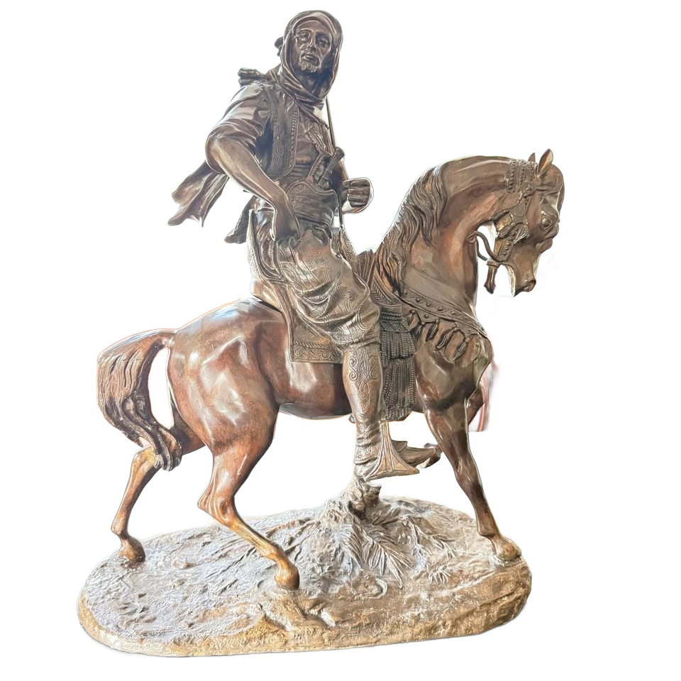Antique bronze ALFRED BARYE "LE CAVALIER ARABE" BRONZE SCULPTURE