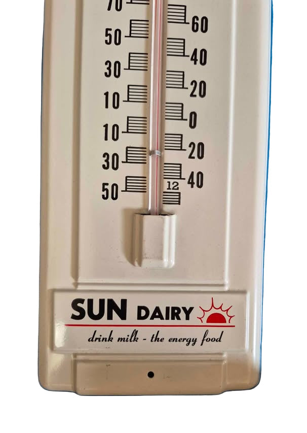 Rare Vintage Sun Dairy new old stock advertising thermometer.