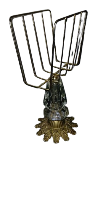 Antique Vintage Original 1950s Crystal and Brass Stand