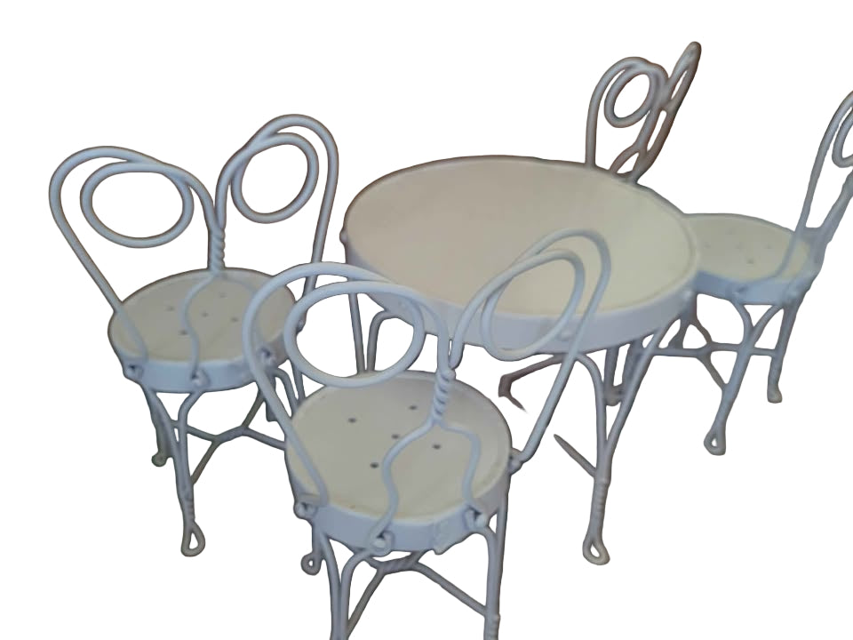 Vintage Ice-cream Table + 4 Chairs, Doll Size