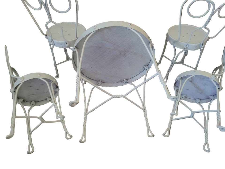 Vintage Ice-cream Table + 4 Chairs, Doll Size