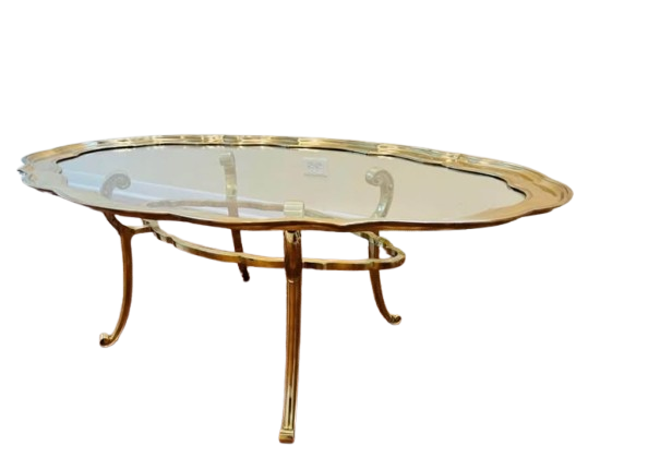 Vintage Scalloped Brass Coffee Table
