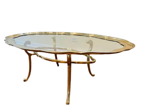 Vintage Scalloped Brass Coffee Table