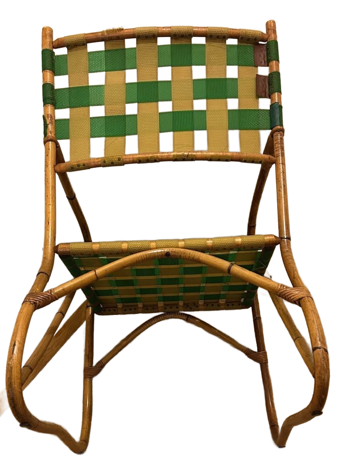 Mid-Century Reed Bamboo 4 Chairs and Matching Table