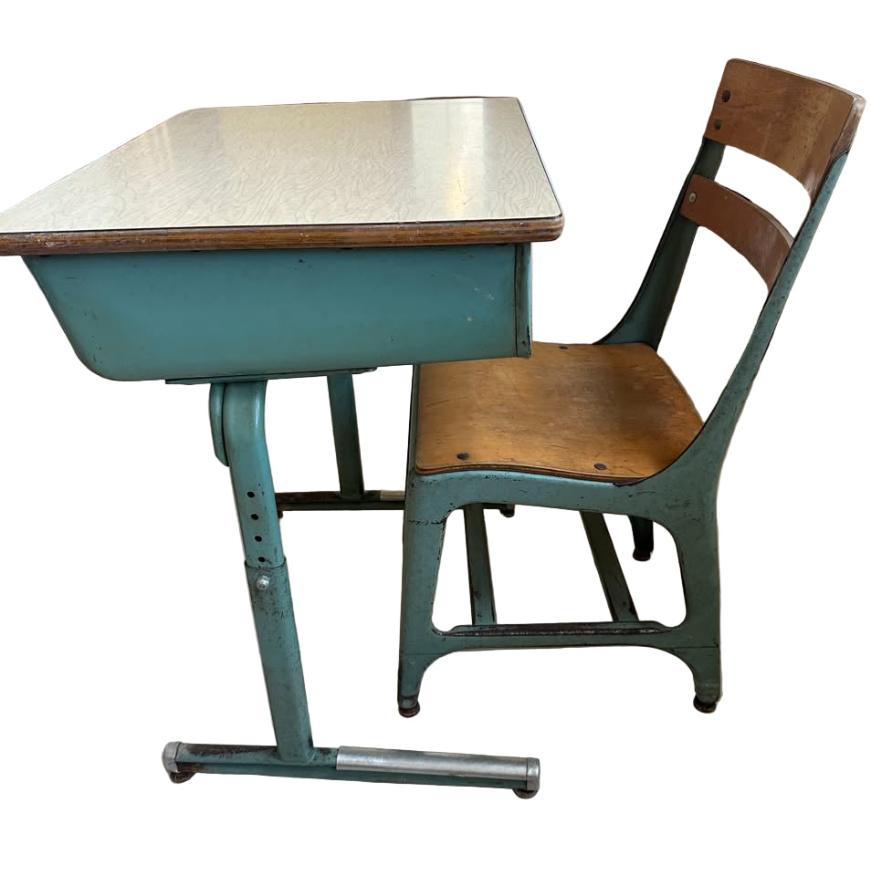 Vintage Children's School Desk and Chair