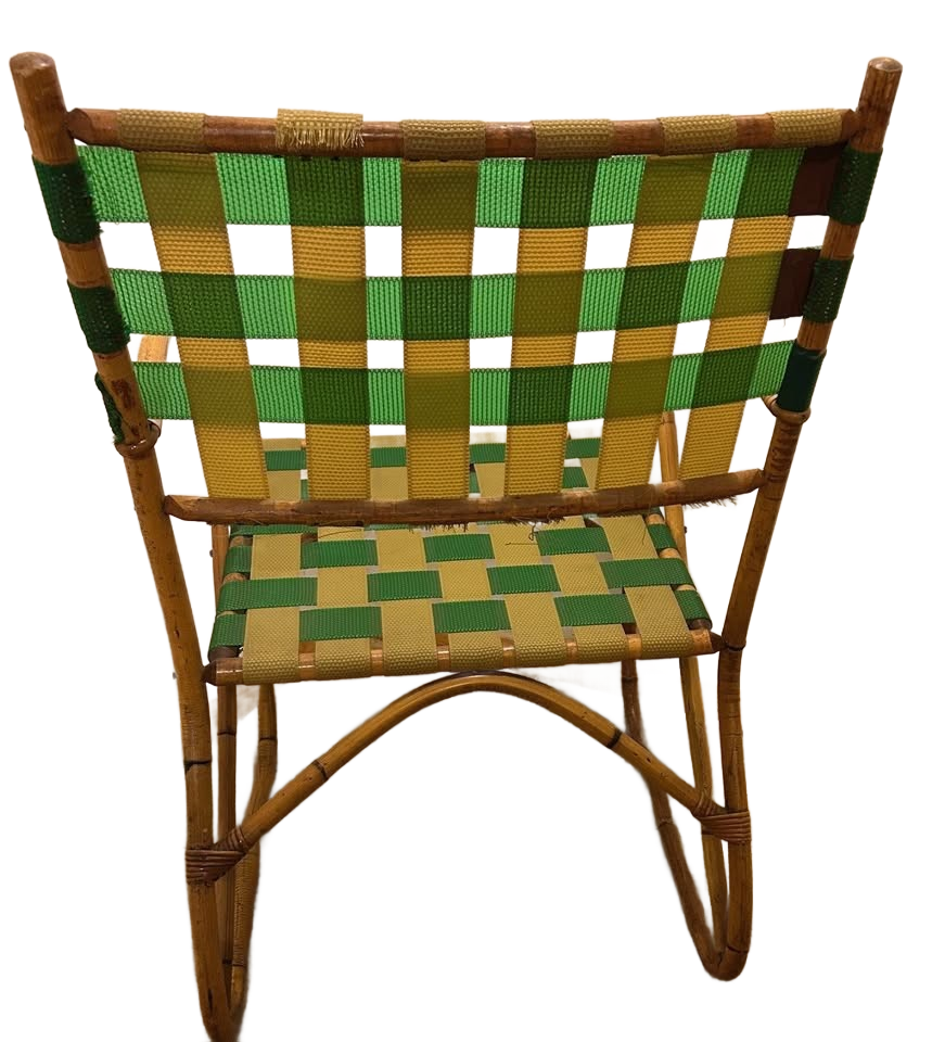 Mid-Century Reed Bamboo 4 Chairs and Matching Table