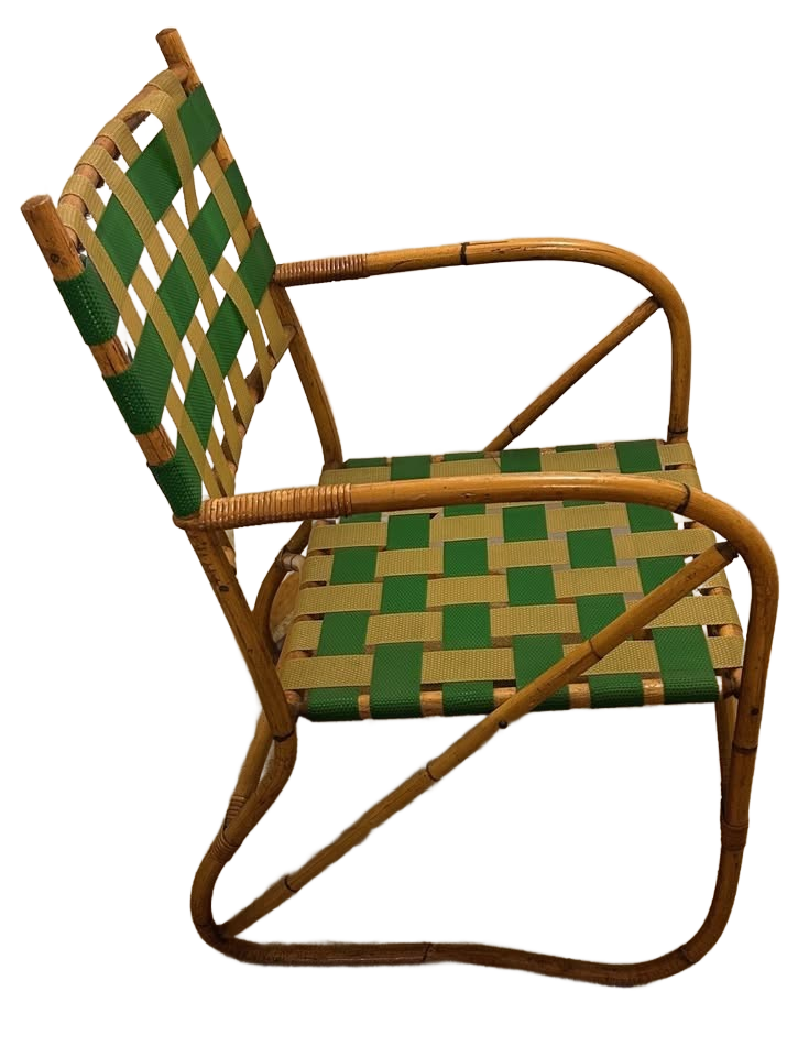 Mid-Century Reed Bamboo 4 Chairs and Matching Table