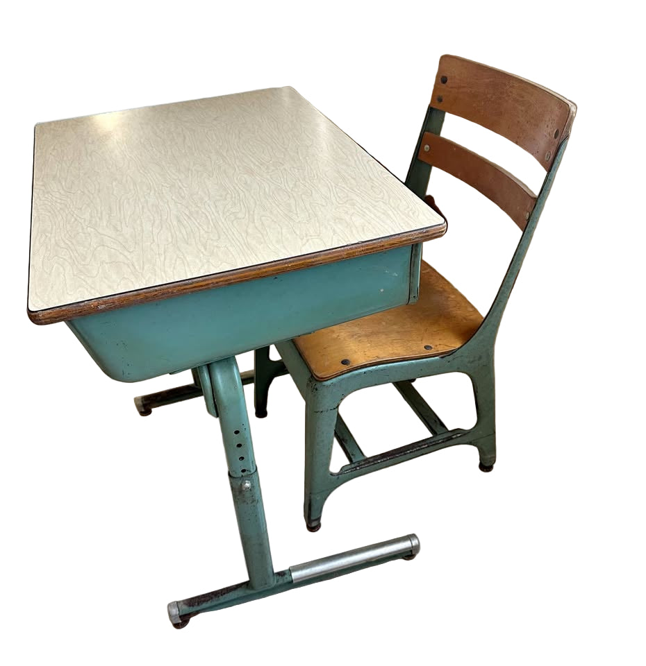 Vintage Children's School Desk and Chair