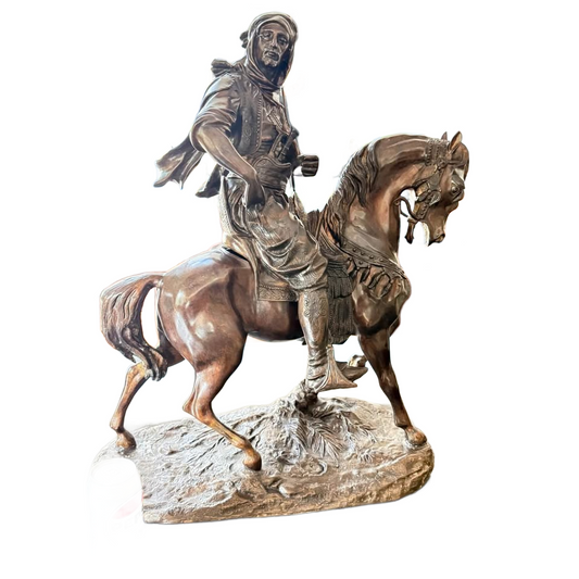 Antique bronze ALFRED BARYE "LE CAVALIER ARABE" BRONZE SCULPTURE