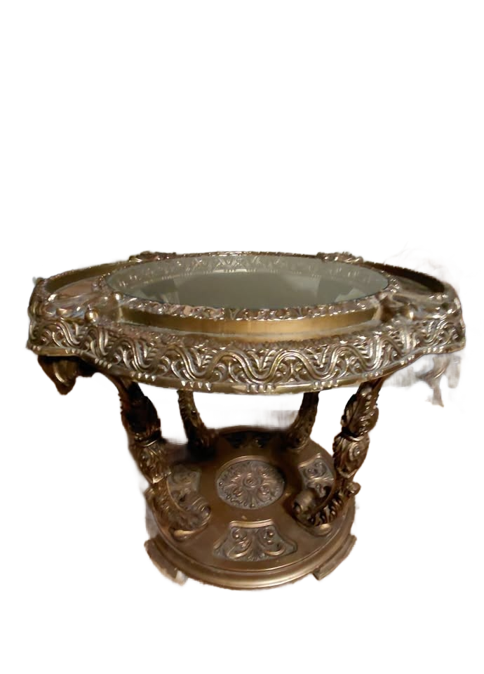 Hollywood Regency Glasstop Gilt and Faux Marble Top Coffee/End Table