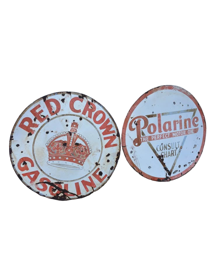 42” porcelain Red Crown Gasoline Polarine Oil Gas Sign
