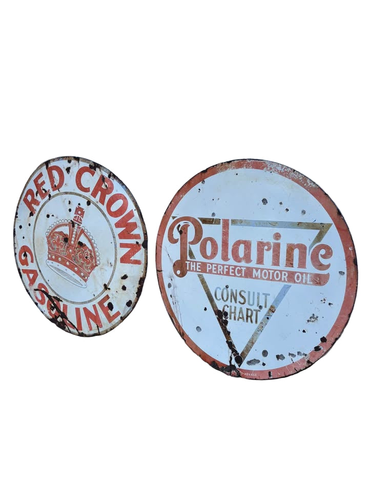 42” porcelain Red Crown Gasoline Polarine Oil Gas Sign