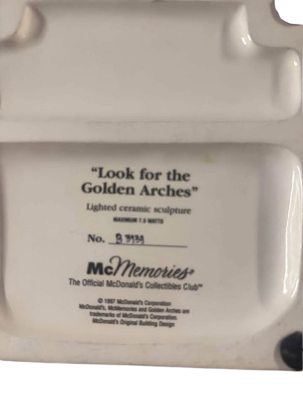Collector's vintage McDonald's "Look for the Golden Arches" lighted ceramic sculpture from 1997