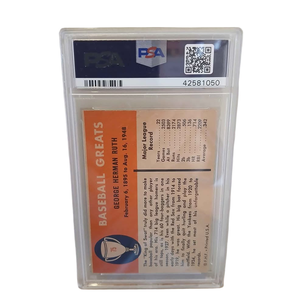 1961 Babe Ruth card Graded Ex-Nm 6