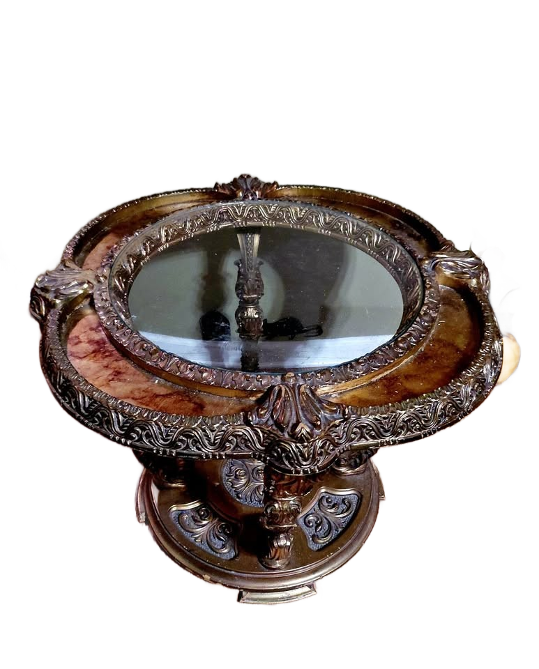 Hollywood Regency Glasstop Gilt and Faux Marble Top Coffee/End Table