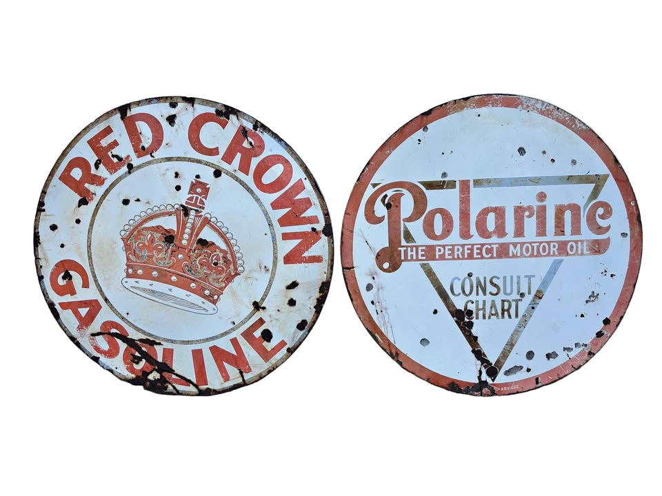 42” porcelain Red Crown Gasoline Polarine Oil Gas Sign