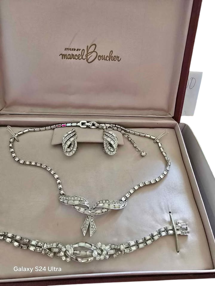 Vintage Signed Marcel Boucher Parure In it Original Box. No Ring In jewelry Set.