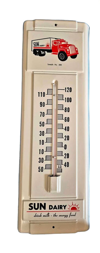 Rare Vintage Sun Dairy new old stock advertising thermometer.