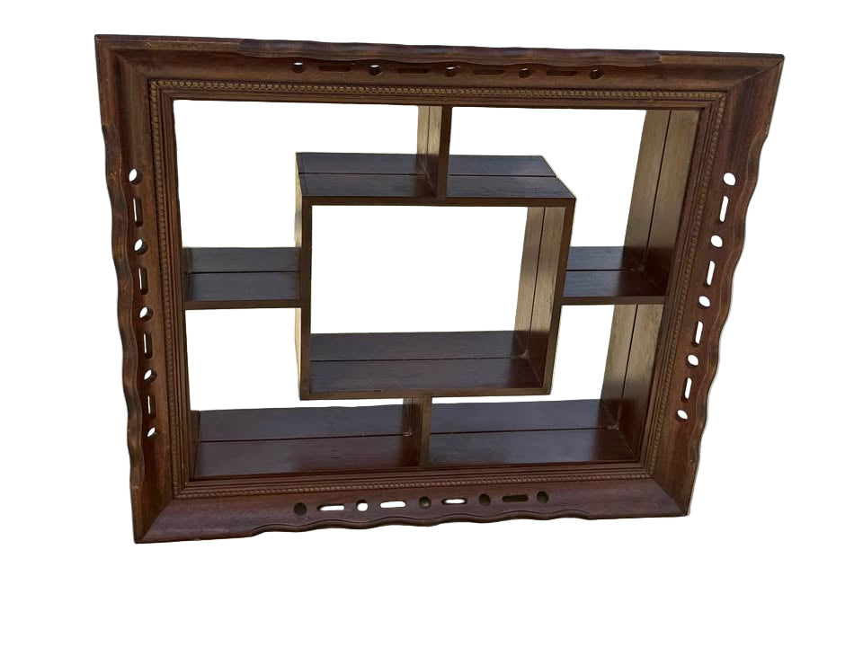 Antique 1940s Mahogany Shadow Box with Mirror