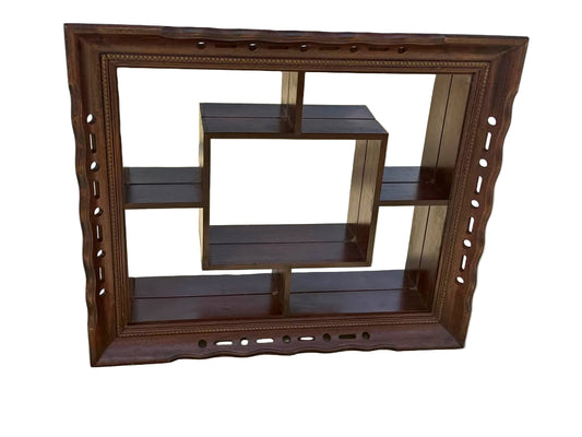 Antique 1940s Mahogany Shadow Box with Mirror