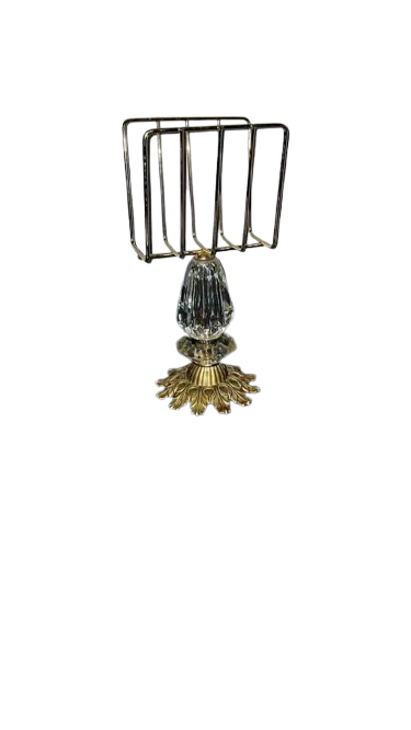 Antique Vintage Original 1950s Crystal and Brass Stand