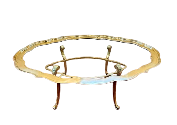 Vintage Scalloped Brass Coffee Table