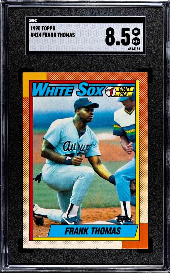 Frank Thomas BIG HURT 1990 Topps Rookie Baseball Card #414 HOF SGC Grade 8.5