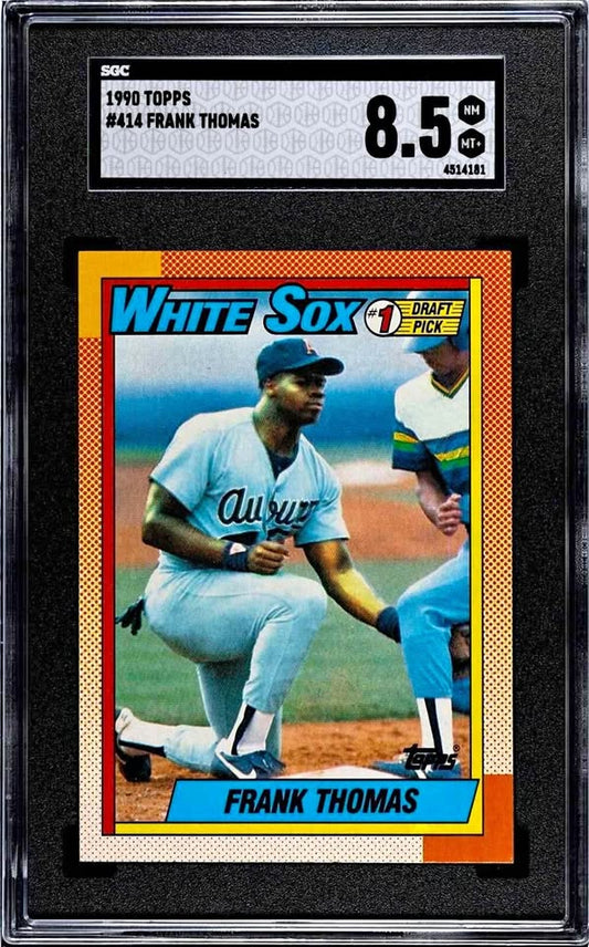 Frank Thomas BIG HURT 1990 Topps Rookie Baseball Card #414 HOF SGC Grade 8.5
