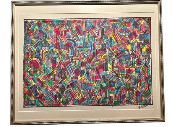 Mixed media abstract art piece