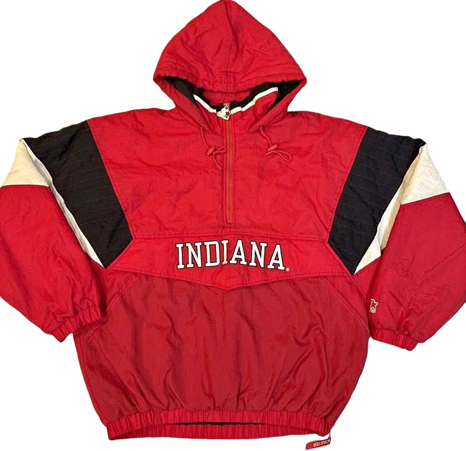 Vintage 90s NCAA Starter Indiana University Hoosiers Pullover Jacket Sz XL