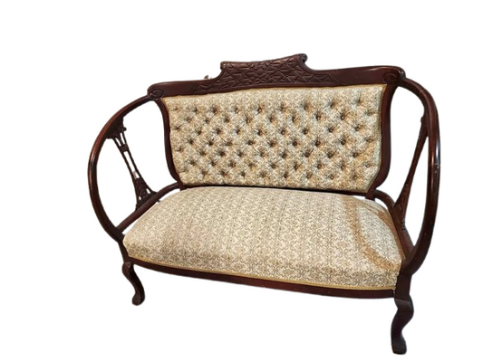 Antique coach for two and matching chair