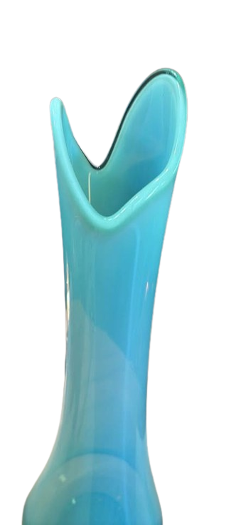 RARE LE L.E. Smith Mint Opalescent MCM Smoothie Swung Vase! 20.5”