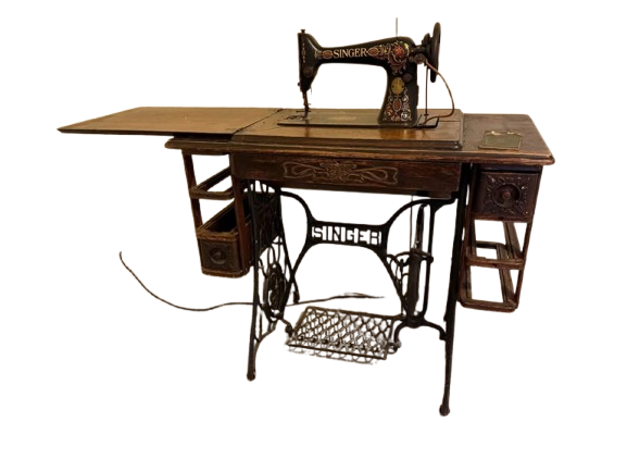 Antique Singer Sewing Machine & Table