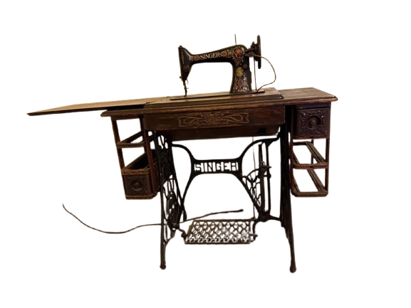 Antique Singer Sewing Machine & Table