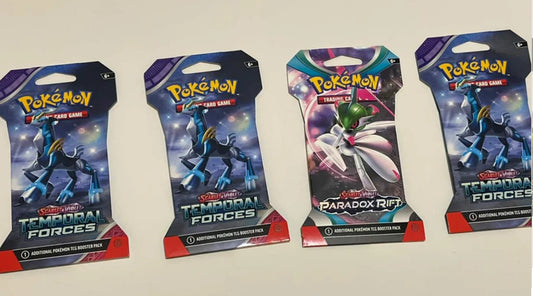 Pokémon TCG: Scarlet & Violet—Temporal Forces expansion, along with one booster pack from the Pokémon TCG: Scarlet & Violet—Paradox Rift expansion.
