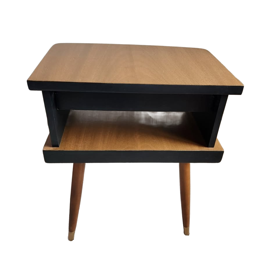 MCM End Table Two-Tier Black Walnut