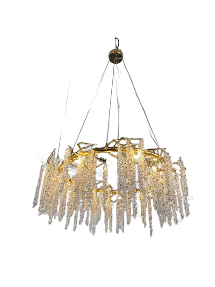 10x Dimmable LED Gold Chandeliers with Crystals - (3.3ft x 1.3ft)