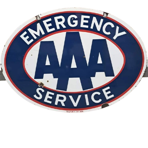 AAA Emergency Service porcelain sign