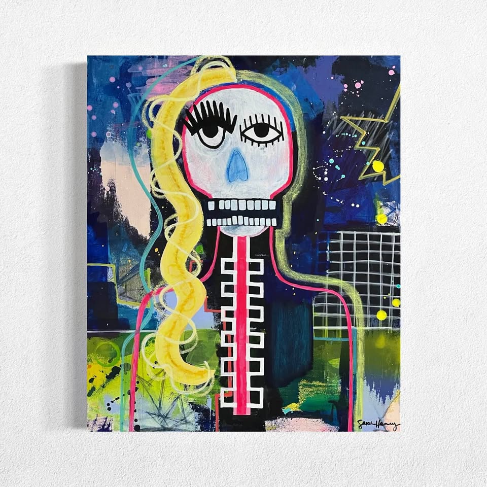 Original Abstract Expressionist Painting For Sale By Artist, 20"x24" electic wall decor