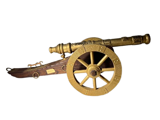 Vintage Large Spanish Cannon Model 1863 Type 1651- Wood & Metal- Detailed w/Tag