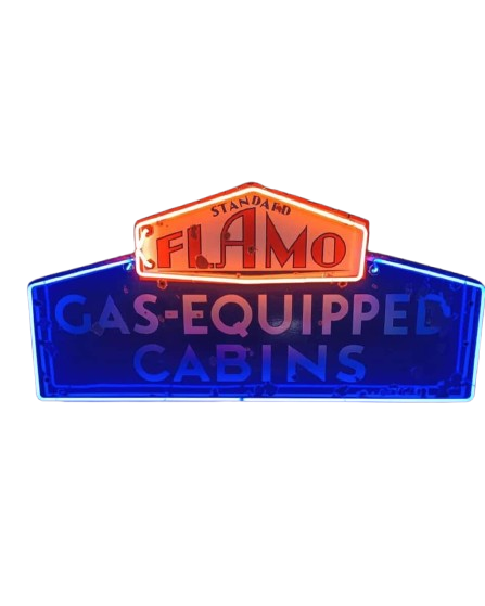 Neon Sign for "Standard Flamo Gas-Equipped Cabins