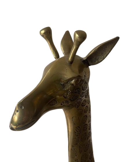 Vintage Set of 2 Large Matching Brass Giraffe Statues MCM 37” & 33.5” Tall