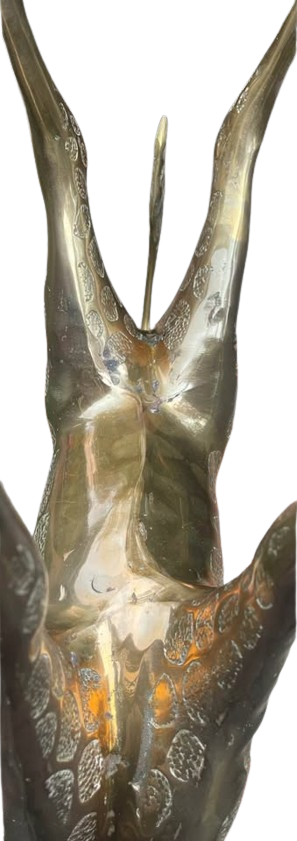 Vintage Set of 2 Large Matching Brass Giraffe Statues MCM 37” & 33.5” Tall