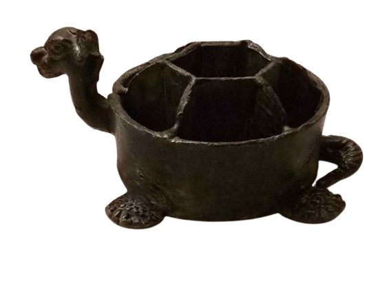 Antique Cast Metal Dragon Turtle Flower Frog – Rare Collectible