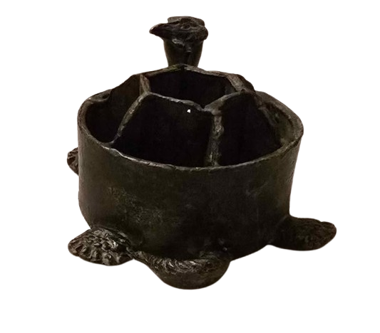 Antique Cast Metal Dragon Turtle Flower Frog – Rare Collectible