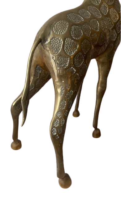 Vintage Set of 2 Large Matching Brass Giraffe Statues MCM 37” & 33.5” Tall